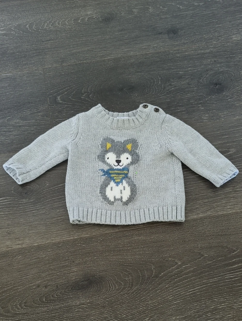 Carter's Light Gray Knit Baby Sweater with Button Shoulders